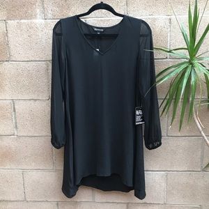 NWT Express Chiffon Sleeve Dress Black Sma…